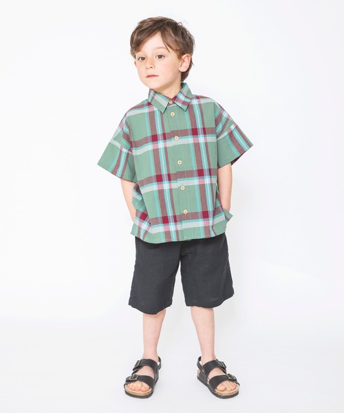 BRANSHES(ブランシェス)の「【ペア】半袖チェックシャツ(シャツ/ブラウス・キッズ・カーキオリーブ/ベージュ・110cm/90cm/120cm/130cm/100cm/150cm/140cm)」の16枚目の写真