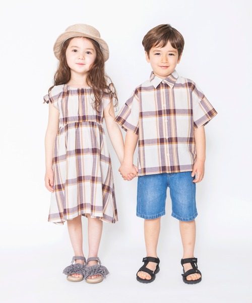 BRANSHES(ブランシェス)の「【ペア】半袖チェックシャツ(シャツ/ブラウス・キッズ・カーキオリーブ/ベージュ・110cm/90cm/120cm/130cm/100cm/150cm/140cm)」の18枚目の写真