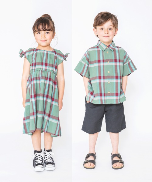 BRANSHES(ブランシェス)の「【ペア】半袖チェックシャツ(シャツ/ブラウス・キッズ・カーキオリーブ/ベージュ・110cm/90cm/120cm/130cm/100cm/150cm/140cm)」の19枚目の写真