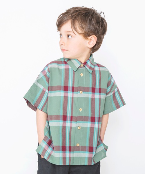 BRANSHES(ブランシェス)の「【ペア】半袖チェックシャツ(シャツ/ブラウス・キッズ・カーキオリーブ/ベージュ・110cm/90cm/120cm/130cm/100cm/150cm/140cm)」の13枚目の写真