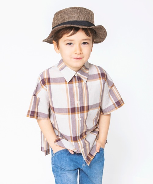 BRANSHES(ブランシェス)の「【ペア】半袖チェックシャツ(シャツ/ブラウス・キッズ・カーキオリーブ/ベージュ・110cm/90cm/120cm/130cm/100cm/150cm/140cm)」の3枚目の写真