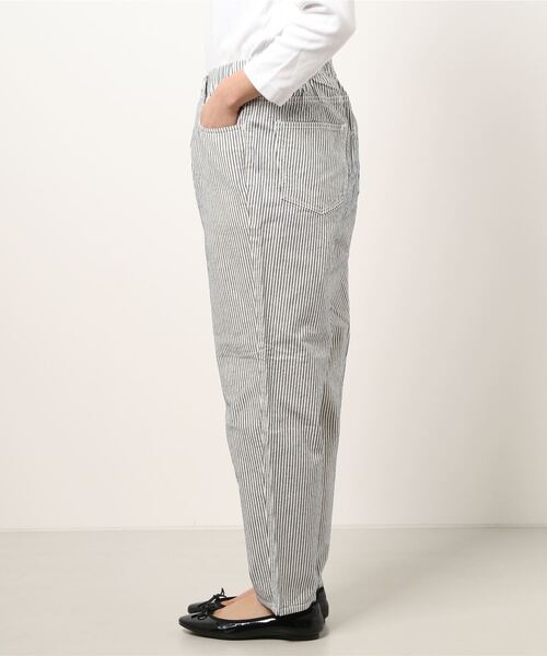 Samansa Mos2（サマンサ モスモス）の「綿麻ヒッコリーイージーパンツ（その他パンツ・レディース・ネイビー/ブラウン・ﾌﾘ-）」の4枚目の写真