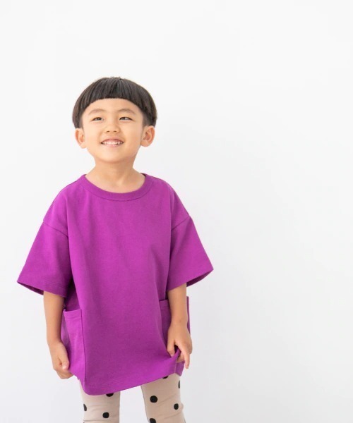 LOWRYS FARM（ローリーズファーム）の「ＵＳＡサイドポケットＴ　938883（Tシャツ/カットソー・キッズ・チャコールグレー/オレンジ/グリーン/アイボリー/パープル/グリーン系その他/ブルー/ネイビー/グレー/カーキ/ピンク・110cm/120cm/130cm/140cm/150cm/150cm(140-150cm)/140cm(130-140cm)/110cm(100-110cm)/120cm(110-120cm)/130cm(120-130cm)）」の10枚目の写真