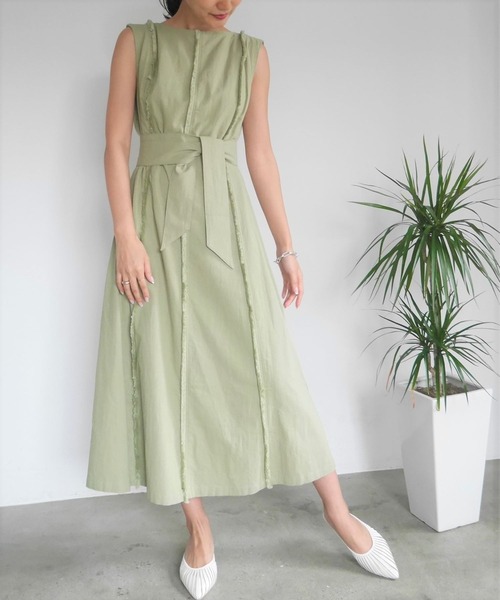 LADYMADE（レディメイド）の「BACKクロスフリンジワンピース（ワンピース・レディース・レッド/ライトグリーン/ライトベージュ・FREE）」の14枚目の写真