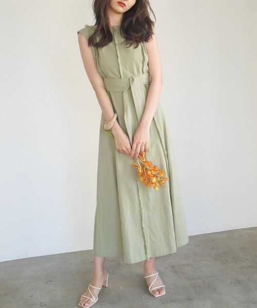 LADYMADE（レディメイド）の「BACKクロスフリンジワンピース（ワンピース・レディース・レッド/ライトグリーン/ライトベージュ・FREE）」の4枚目の写真