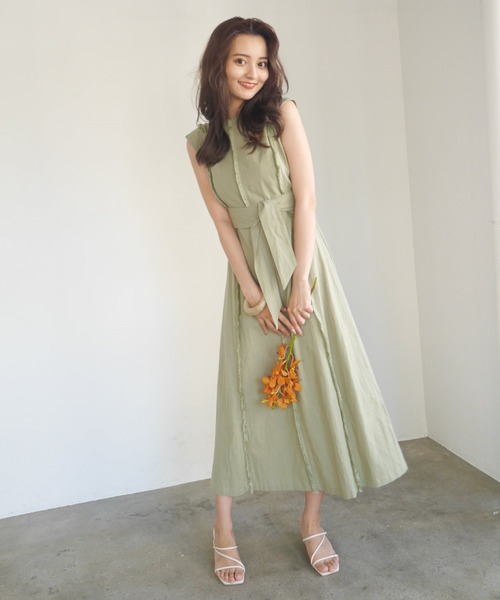 LADYMADE（レディメイド）の「BACKクロスフリンジワンピース（ワンピース・レディース・レッド/ライトグリーン/ライトベージュ・FREE）」の7枚目の写真