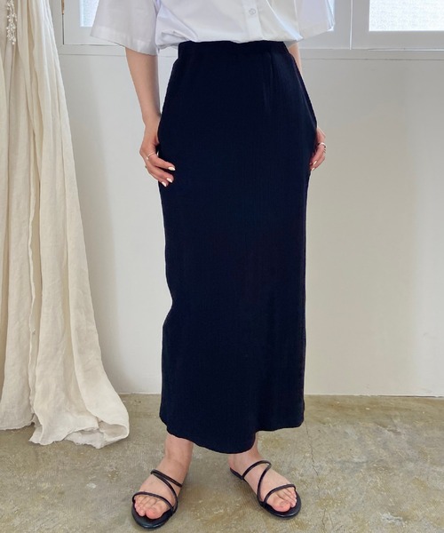 Lull（ルル）の「【Lull / ルル】リブタイトスカート（スカート・レディース・カーキ/ブラック・M）」の2枚目の写真