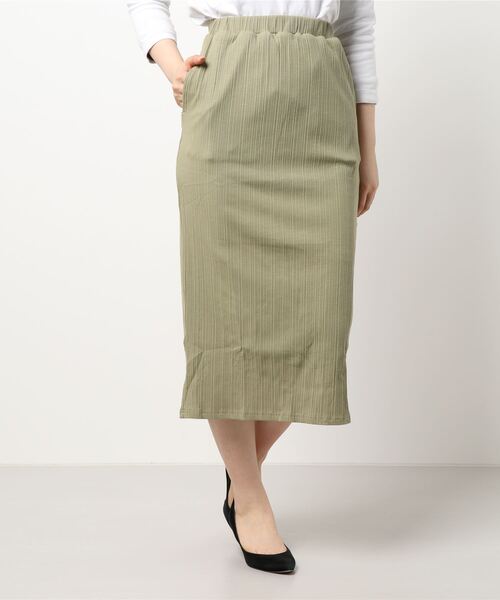 Lull（ルル）の「【Lull / ルル】リブタイトスカート（スカート・レディース・カーキ/ブラック・M）」の5枚目の写真