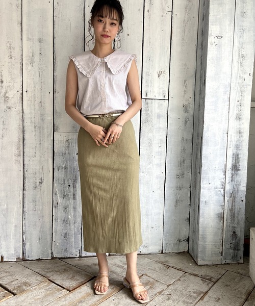 Lull（ルル）の「【Lull / ルル】リブタイトスカート（スカート・レディース・カーキ/ブラック・M）」の9枚目の写真