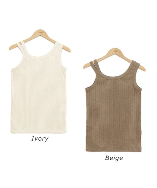 flower(フラワー)の「ショルダースリットタンクトップ(タンクトップ・レディース・ベージュ/アイボリー・FREE)」の18枚目の写真