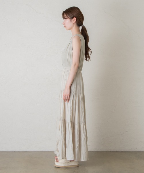 Kastane（カスタネ）の「楊柳ティアードノースリワンピース（ワンピース・レディース・スカイブルー/グリーン/ホワイト系その他・FREE）」の16枚目の写真