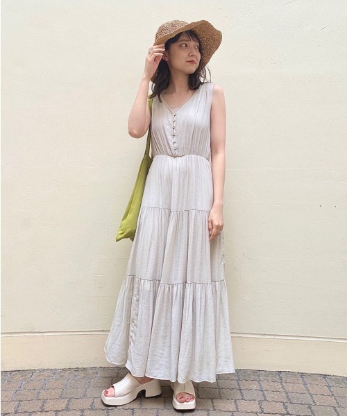 Kastane（カスタネ）の「楊柳ティアードノースリワンピース（ワンピース・レディース・スカイブルー/グリーン/ホワイト系その他・FREE）」の22枚目の写真