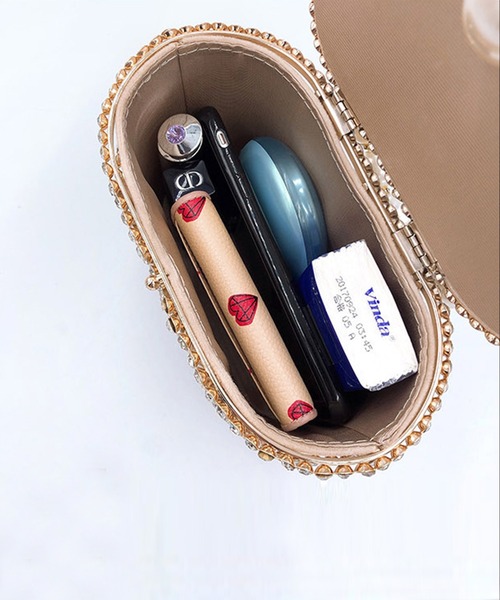 Jasmine Grandiflorum（ジャスミングランディフローラム）の「キラキラビジュー＆パールのスクエアハンドバッグ（ハンドバッグ・レディース・ブラック/ベージュ・FREE）」の22枚目の写真