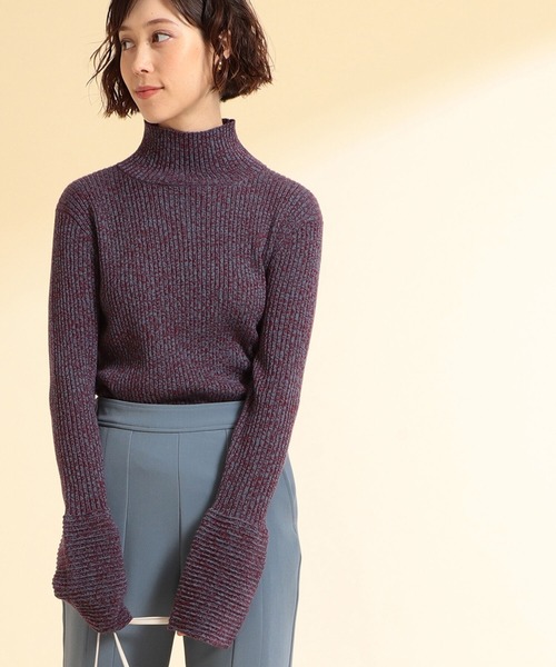 Ray BEAMS(レイビームス)の「Ray BEAMS / メランジ リブタートルネック ニット(ニット/セーター・レディース・オレンジ/ワイン・ONE SIZE)」の3枚目の写真