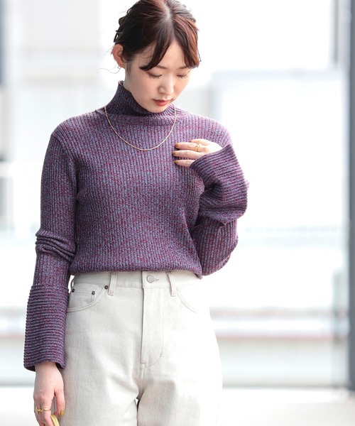 Ray BEAMS(レイビームス)の「Ray BEAMS / メランジ リブタートルネック ニット(ニット/セーター・レディース・オレンジ/ワイン・ONE SIZE)」の19枚目の写真