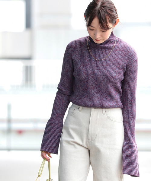 Ray BEAMS(レイビームス)の「Ray BEAMS / メランジ リブタートルネック ニット(ニット/セーター・レディース・オレンジ/ワイン・ONE SIZE)」の21枚目の写真