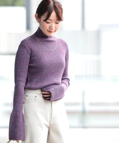 Ray BEAMS(レイビームス)の「Ray BEAMS / メランジ リブタートルネック ニット(ニット/セーター・レディース・オレンジ/ワイン・ONE SIZE)」の13枚目の写真