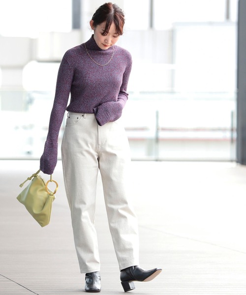 Ray BEAMS(レイビームス)の「Ray BEAMS / メランジ リブタートルネック ニット(ニット/セーター・レディース・オレンジ/ワイン・ONE SIZE)」の7枚目の写真
