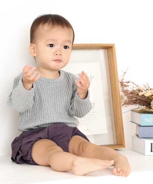 MAKE YOUR DAY（メイクユアデイ）の「無地リブロンパース■70.80cm（ロンパース・キッズ・ブラック/ベージュ/グレー/ピンク・80/70）」の5枚目の写真