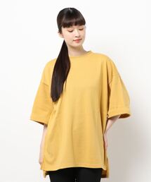 ミニ裏毛モックネック半袖Tシャツ*