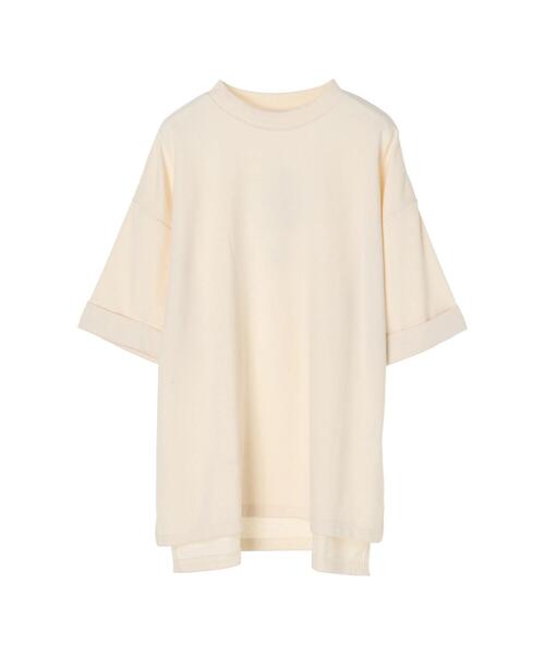 koe（コエ）の「ミニ裏毛モックネック半袖Tシャツ*（Tシャツ/カットソー・レディース・グレー/ホワイト/イエロー/ブラック/ミント・L/S/M）」の20枚目の写真