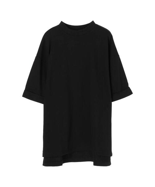 koe（コエ）の「ミニ裏毛モックネック半袖Tシャツ*（Tシャツ/カットソー・レディース・グレー/ホワイト/イエロー/ブラック/ミント・L/S/M）」の18枚目の写真