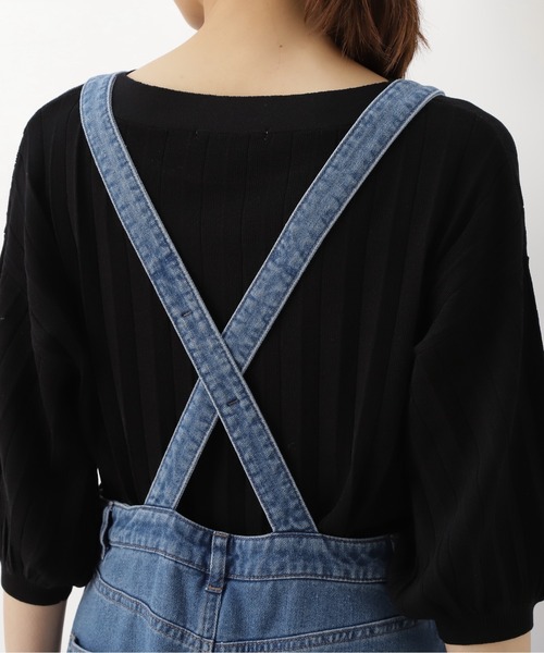 NATURAL BEAUTY BASIC（ナチュラルビューティーベーシック）の「デニムジャンスカ（ワンピース・レディース・ネイビー/オフホワイト・SMALL/MEDIUM）」の17枚目の写真