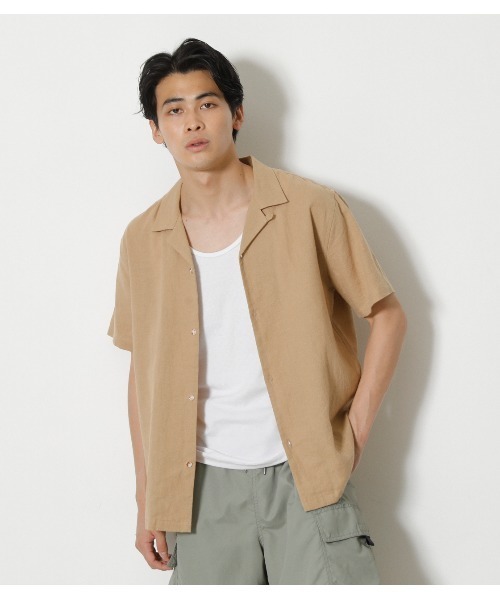 AZUL by moussy（アズールバイマウジー）の「COTTON LINEN OPEN COLLAR 