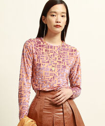 Ray BEAMS | Ray BEAMS / オパール プリント クルーネック Tシャツ(Tシャツ/カットソー)