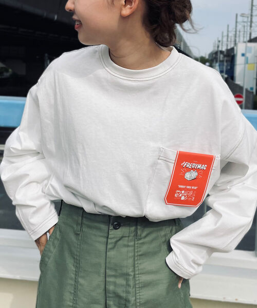 FREDY MAC（フレディーマック）の「【FREDYMAC ”SUNDAY TOOLS WEAR”】コントラストステッチ ロングスリーブTシャツ（Tシャツ/カットソー・メンズ・ブラック/オフホワイト/サックスブルー/オレンジ/アイボリー・MEDIUM）」の9枚目の写真