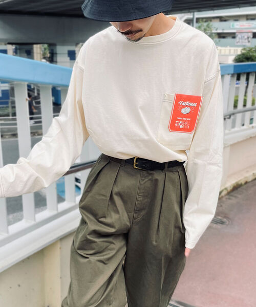 FREDY MAC（フレディーマック）の「【FREDYMAC ”SUNDAY TOOLS WEAR”】コントラストステッチ ロングスリーブTシャツ（Tシャツ/カットソー・メンズ・ブラック/オフホワイト/サックスブルー/オレンジ/アイボリー・MEDIUM）」の14枚目の写真