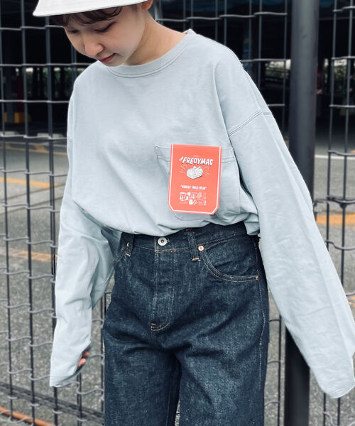 FREDY MAC（フレディーマック）の「【FREDYMAC ”SUNDAY TOOLS WEAR”】コントラストステッチ ロングスリーブTシャツ（Tシャツ/カットソー・メンズ・ブラック/オフホワイト/サックスブルー/オレンジ/アイボリー・MEDIUM）」の6枚目の写真