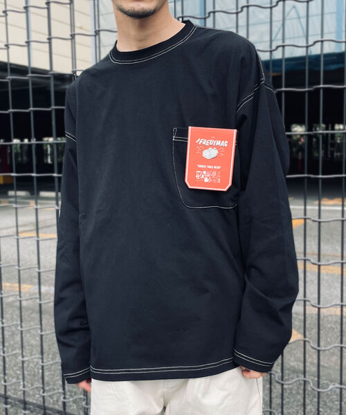 FREDY MAC（フレディーマック）の「【FREDYMAC ”SUNDAY TOOLS WEAR”】コントラストステッチ ロングスリーブTシャツ（Tシャツ/カットソー・メンズ・ブラック/オフホワイト/サックスブルー/オレンジ/アイボリー・MEDIUM）」の10枚目の写真