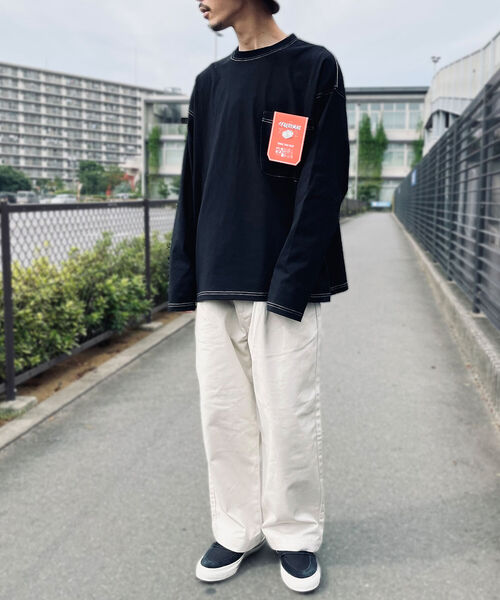 FREDY MAC（フレディーマック）の「【FREDYMAC ”SUNDAY TOOLS WEAR”】コントラストステッチ ロングスリーブTシャツ（Tシャツ/カットソー・メンズ・ブラック/オフホワイト/サックスブルー/オレンジ/アイボリー・MEDIUM）」の8枚目の写真