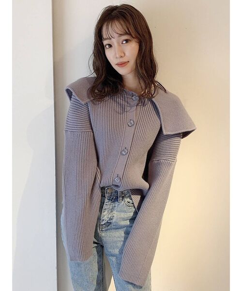 dazzlin(ダズリン)の「ビッグカラーボタンニットトップス(ニット/セーター・レディース・オフホワイト/ブルー/モカ・FREE)」の22枚目の写真