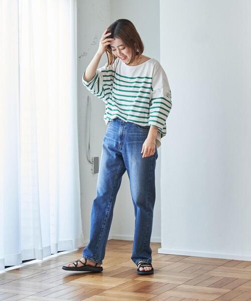 coen（コーエン）の「パネルボーダー6分袖チュニックTシャツ（Tシャツ/カットソー・レディース・ケリー/コバルトブルー/ブラック・FREE）」の11枚目の写真