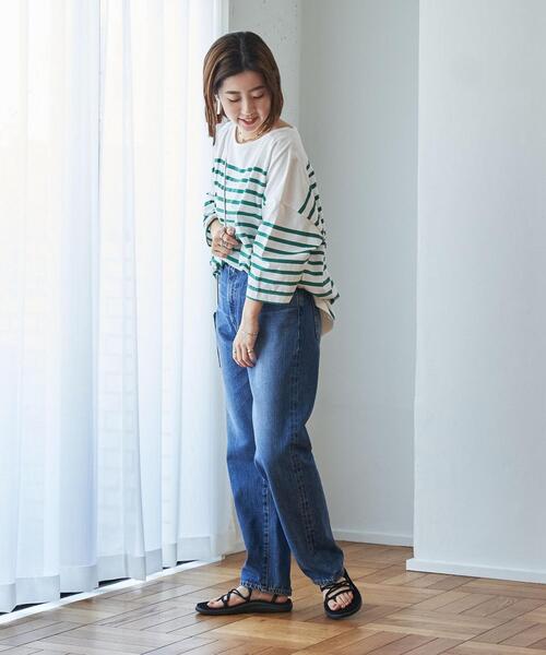 coen（コーエン）の「パネルボーダー6分袖チュニックTシャツ（Tシャツ/カットソー・レディース・ケリー/コバルトブルー/ブラック・FREE）」の12枚目の写真