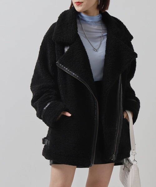 PUBLUX（パブリュクス）の「▽【PUBLUX/パブリュクス】2WAYオーバサイズB3ボアジャケット（その他アウター・レディース・ブラック/オフホワイト・ﾌﾘ-）」の9枚目の写真