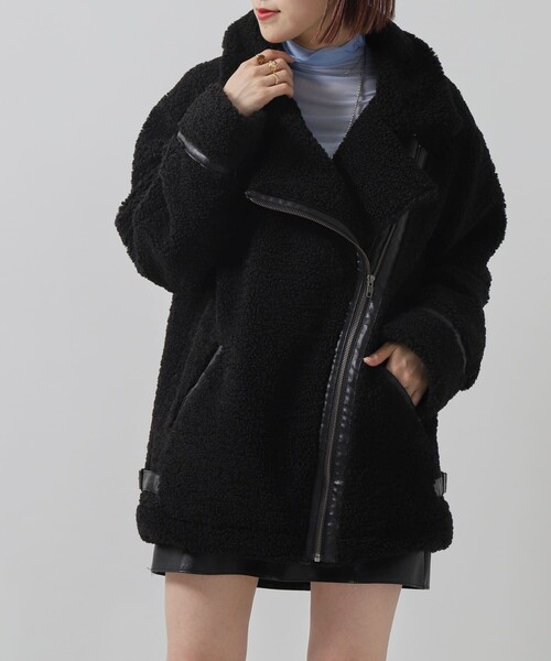 PUBLUX（パブリュクス）の「▽【PUBLUX/パブリュクス】2WAYオーバサイズB3ボアジャケット（その他アウター・レディース・ブラック/オフホワイト・ﾌﾘ-）」の13枚目の写真