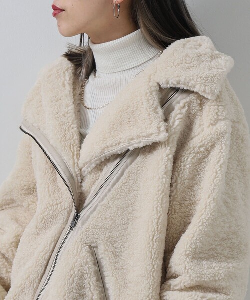 PUBLUX（パブリュクス）の「▽【PUBLUX/パブリュクス】2WAYオーバサイズB3ボアジャケット（その他アウター・レディース・ブラック/オフホワイト・ﾌﾘ-）」の3枚目の写真