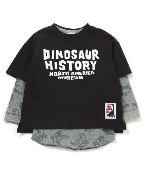 F.O.KIDS(エフオーキッズ)の「恐竜2P Tシャツ(Tシャツ/カットソー・キッズ・カーキ/チャコール/ベージュ・90/140/95/80/110/100/130/120)」の2枚目の写真