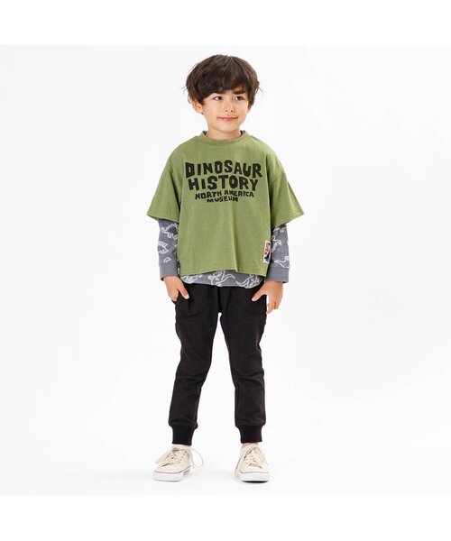 F.O.KIDS(エフオーキッズ)の「恐竜2P Tシャツ(Tシャツ/カットソー・キッズ・カーキ/チャコール/ベージュ・90/140/95/80/110/100/130/120)」の4枚目の写真