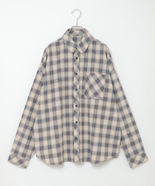 VENCEEXCHANGE（ヴァンスエクスチェンジ）の「バック刺繍チェックシャツ（シャツ/ブラウス・メンズ・ベージュ/ブルー・M/L）」の6枚目の写真