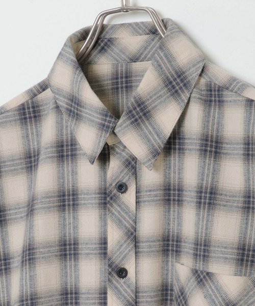 VENCEEXCHANGE（ヴァンスエクスチェンジ）の「バック刺繍チェックシャツ（シャツ/ブラウス・メンズ・ベージュ/ブルー・M/L）」の8枚目の写真