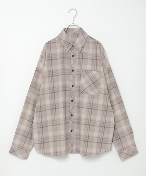 VENCEEXCHANGE（ヴァンスエクスチェンジ）の「バック刺繍チェックシャツ（シャツ/ブラウス・メンズ・ベージュ/ブルー・M/L）」の3枚目の写真