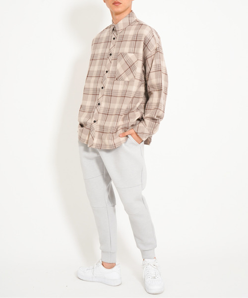 VENCEEXCHANGE（ヴァンスエクスチェンジ）の「バック刺繍チェックシャツ（シャツ/ブラウス・メンズ・ベージュ/ブルー・M/L）」の14枚目の写真