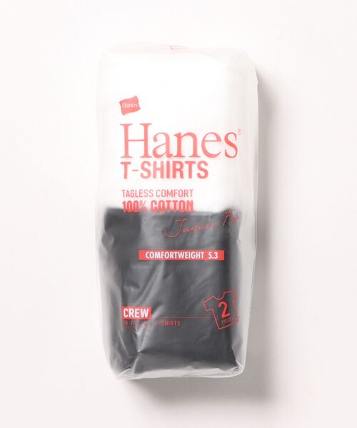 HANES（ヘインズ）の「【HANES/ヘインズ】【HANES/ヘインズ】【透けにくい5.3oz】JAPAN FIT 2枚組 クルーネックT 白黒セット 丸胴・タグレス ガーメントウォッシュ（Tシャツ/カットソー・メンズ・その他1/ホワイト・MEDIUM/LARGE/X-LARGE/SMALL）」の2枚目の写真