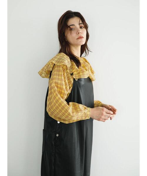 koe（コエ）の「チェック柄ボリュームスリーブフリルブラウス*（シャツ/ブラウス・レディース・ベージュ系その他4/イエロー系その他/ブルー系その他3・FREE）」の7枚目の写真