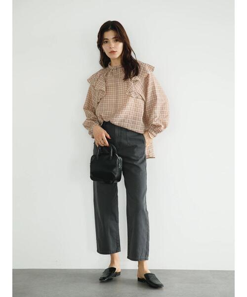 koe（コエ）の「チェック柄ボリュームスリーブフリルブラウス*（シャツ/ブラウス・レディース・ベージュ系その他4/イエロー系その他/ブルー系その他3・FREE）」の13枚目の写真
