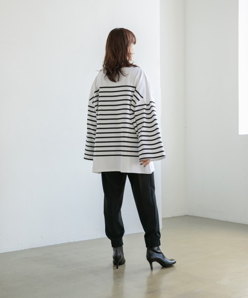 yuw(ユウ)の「BORDER PULLOVER LS 217779(Tシャツ/カットソー・レディース・ブラック系その他/ブルー/オレンジ・FREE)」の7枚目の写真
